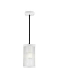 Lampa wisząca zewnętrzna Coupar biała pod pergole, transparentny ryflowany klosz - Nordlux
