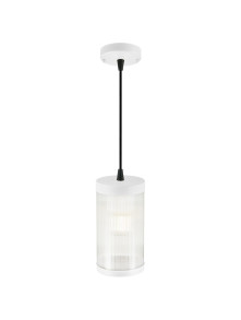 Lampa wisząca zewnętrzna Coupar biała pod pergole, transparentny ryflowany klosz - Nordlux