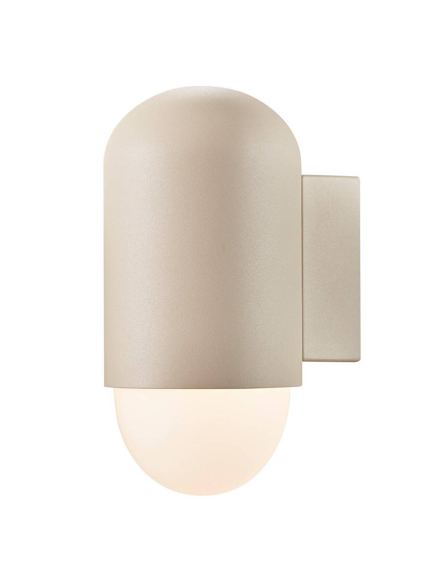 Beżowa lampa ścienna zewnętrzna Heka E27, nowoczesna, owalna, IP54