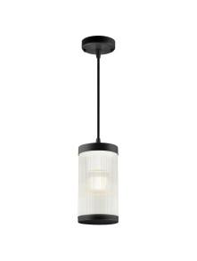 Lampa wisząca zewnętrzna Coupar czarna do pergoli, przeźroczysty ryflowany klosz - Nordlux Lampa wisząca zewnętrzna Coupar czarna do pergoli, przeźroczysty ryflowany klosz - Nordlux