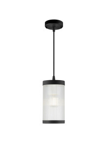 Lampa wisząca zewnętrzna Coupar czarna do pergoli, przeźroczysty ryflowany klosz - Nordlux Lampa wisząca zewnętrzna Coupar czarna do pergoli, przeźroczysty ryflowany klosz - Nordlux