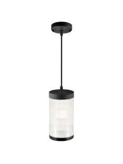 Lampa wisząca zewnętrzna Coupar czarna do pergoli, przeźroczysty ryflowany klosz - Nordlux