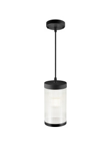 Lampa wisząca zewnętrzna Coupar czarna do pergoli, przeźroczysty ryflowany klosz - Nordlux Lampa wisząca zewnętrzna Coupar czarna do pergoli, przeźroczysty ryflowany klosz - Nordlux