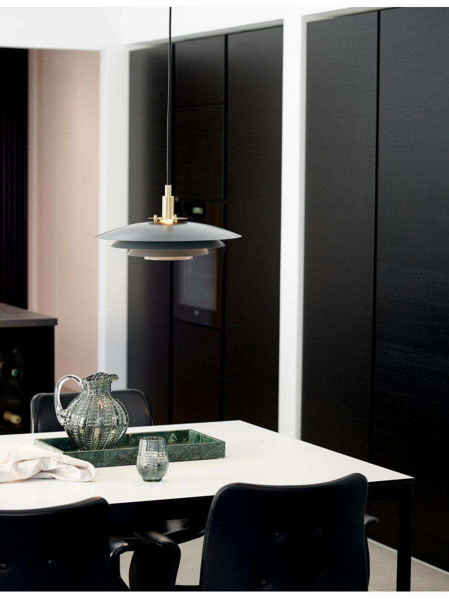 Czarna lampa wisząca Bretagne duńska do jadalni z warstwowym kloszem - Nordlux