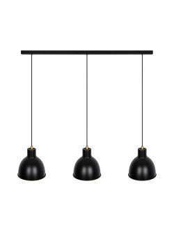 Czarna lampa wisząca nad wyspę Pop - 3 metalowe klosze kopuły na listwie 
