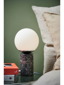 Lampa stołowa kula szklana Lilly na kamiennej marmurowej szarej podstawie - Nordlux