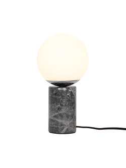 Lampa stołowa kula szklana Lilly na kamiennej marmurowej szarej podstawie - Nordlux