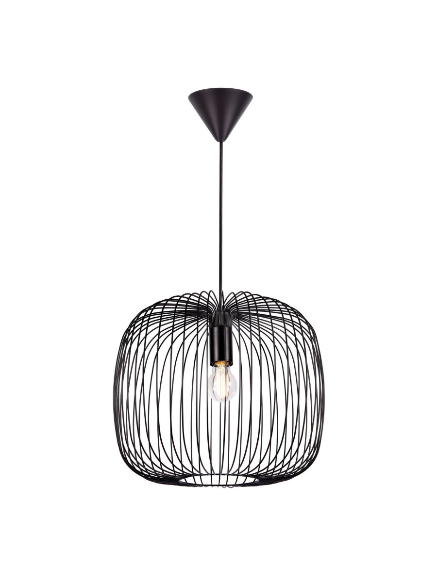 Czarna loftowa lampa wisząca Beroni 40 metalowa ażurowa klatka owalna - Nordlux