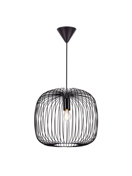 Czarna loftowa lampa wisząca Beroni 40 metalowa ażurowa klatka owalna - Nordlux