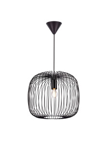 Czarna loftowa lampa wisząca Beroni 40 metalowa ażurowa klatka owalna - Nordlux