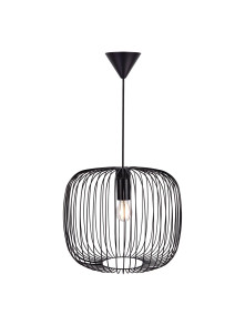Czarna loftowa lampa wisząca Beroni 40 metalowa ażurowa klatka owalna - Nordlux