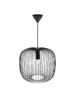 Czarna loftowa lampa wisząca Beroni 40 metalowa ażurowa klatka owalna - Nordlux