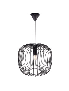 Czarna loftowa lampa wisząca Beroni 40 metalowa ażurowa klatka owalna - Nordlux
