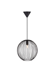 Czarna loftowa lampa wisząca Beroni 35 cm metalowa ażurowa klatka kula - Nordlux Czarna loftowa lampa wisząca Beroni 35 cm metalowa ażurowa klatka kula - Nordlux