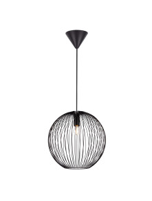 Czarna loftowa lampa wisząca Beroni 35 cm metalowa ażurowa klatka kula - Nordlux Czarna loftowa lampa wisząca Beroni 35 cm metalowa ażurowa klatka kula - Nordlux