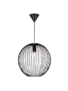 Czarna loftowa lampa wisząca Beroni 45 cm metalowa ażurowa klatka duża kula - Nordlux