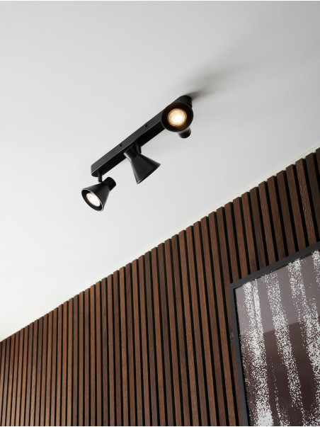 Lampa sufitowa Eik 3 czarne regulowane klosze - skandynawskie metalowe reflektorki
