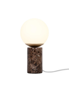 Lampa stołowa kula szklana Lilly na kamiennej marmurowej brązowej podstawie - Nordlux Lampa stołowa kula szklana Lilly na kamiennej marmurowej brązowej podstawie - Nordlux