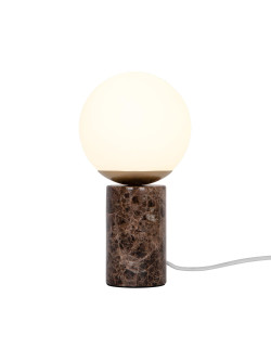 Lampa stołowa kula szklana Lilly na kamiennej marmurowej brązowej podstawie - Nordlux