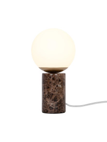 Lampa stołowa kula szklana Lilly na kamiennej marmurowej brązowej podstawie - Nordlux Lampa stołowa kula szklana Lilly na kamiennej marmurowej brązowej podstawie - Nordlux