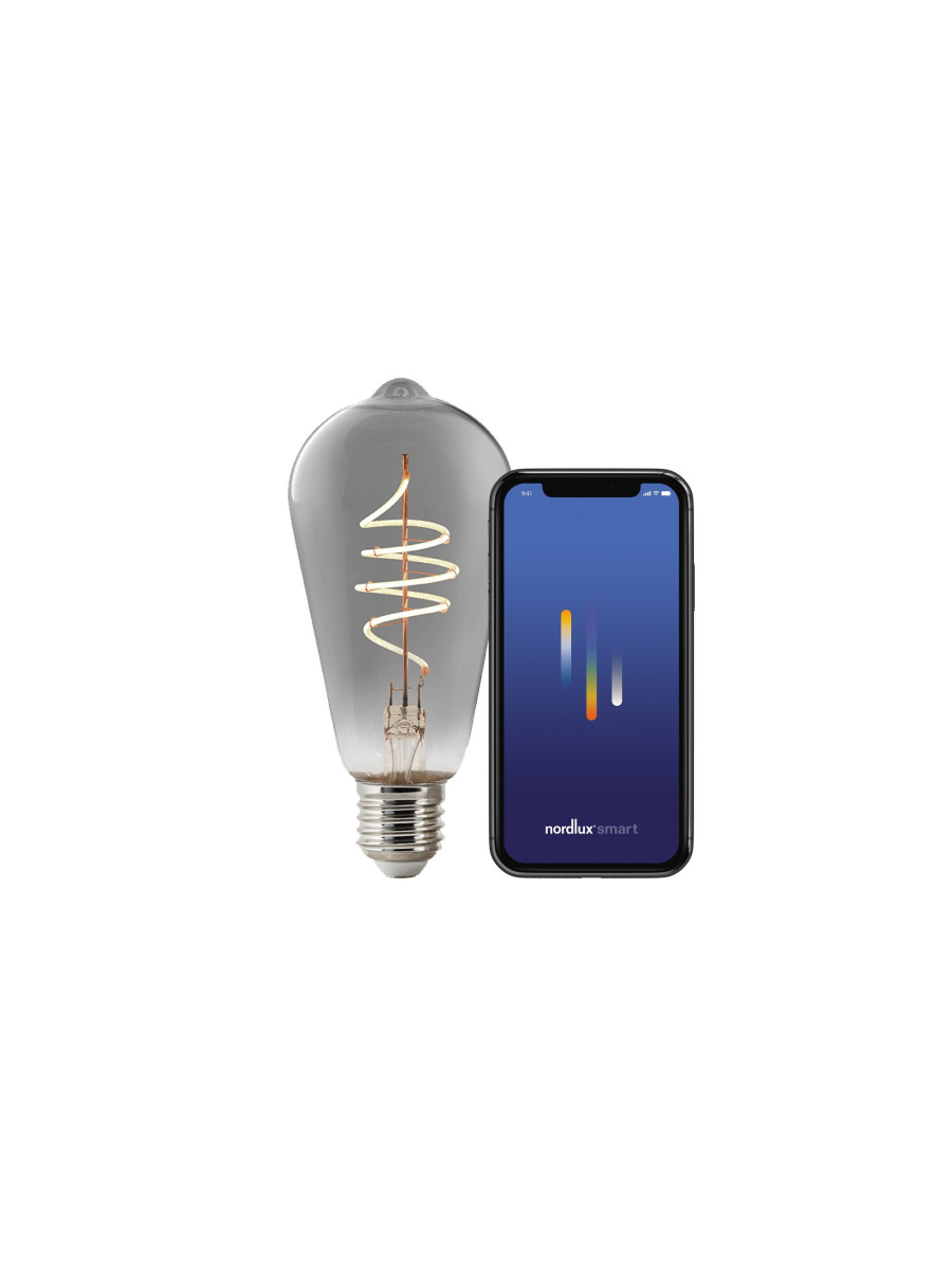 Nastrojowa żarówka E27 LED loftowa Edisona ST64 dymiona, bardzo ciepła barwa 1800K, ściemnialna bluetooth