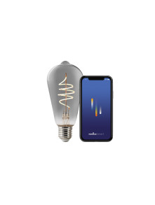 Nastrojowa żarówka E27 LED loftowa Edisona ST64 dymiona, bardzo ciepła barwa 1800K, ściemnialna bluetooth