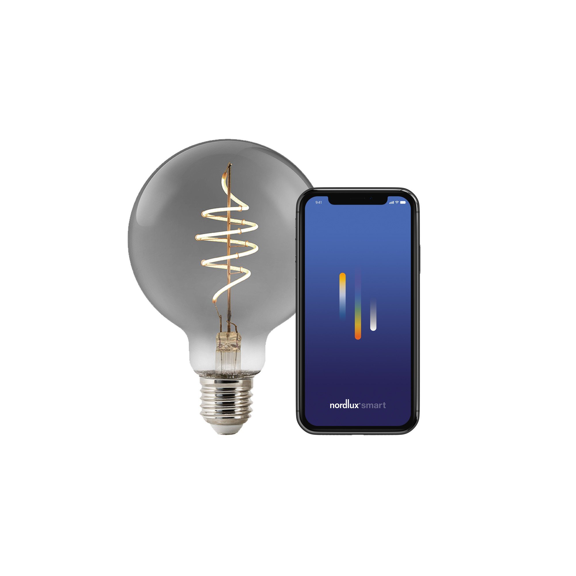 Dekoracyjna żarówka E27 LED loftowa Edisona kulka dymiona G95, bardzo ciepła barwa 1800K, ściemnialna bluetooth