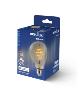 Dekoracyjna żarówka E27 LED loftowa Edisona kulka dymiona G95, bardzo ciepła barwa 1800K, ściemnialna bluetooth