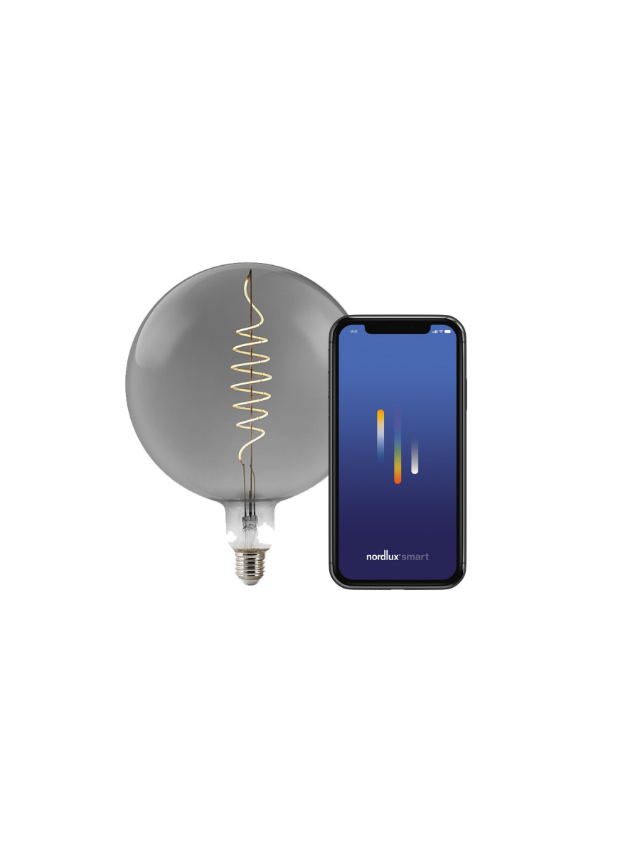 Dekoracyjna żarówka E27 LED loftowa Edisona kulka dymiona G200, bardzo ciepła barwa 1800K, ściemnialna bluetooth