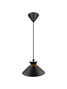 Szwedzka lampa wisząca Dial 25 cm do kuchni, metalowy czarny klosz stożek z białym środkiem Szwedzka lampa wisząca Dial 25 cm do kuchni, metalowy czarny klosz stożek z białym środkiem