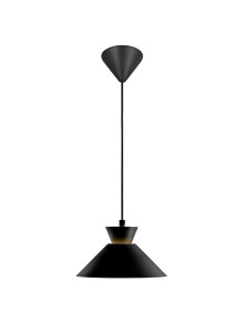 Szwedzka lampa wisząca Dial 25 cm do kuchni, metalowy czarny klosz stożek z białym środkiem Szwedzka lampa wisząca Dial 25 cm do kuchni, metalowy czarny klosz stożek z białym środkiem