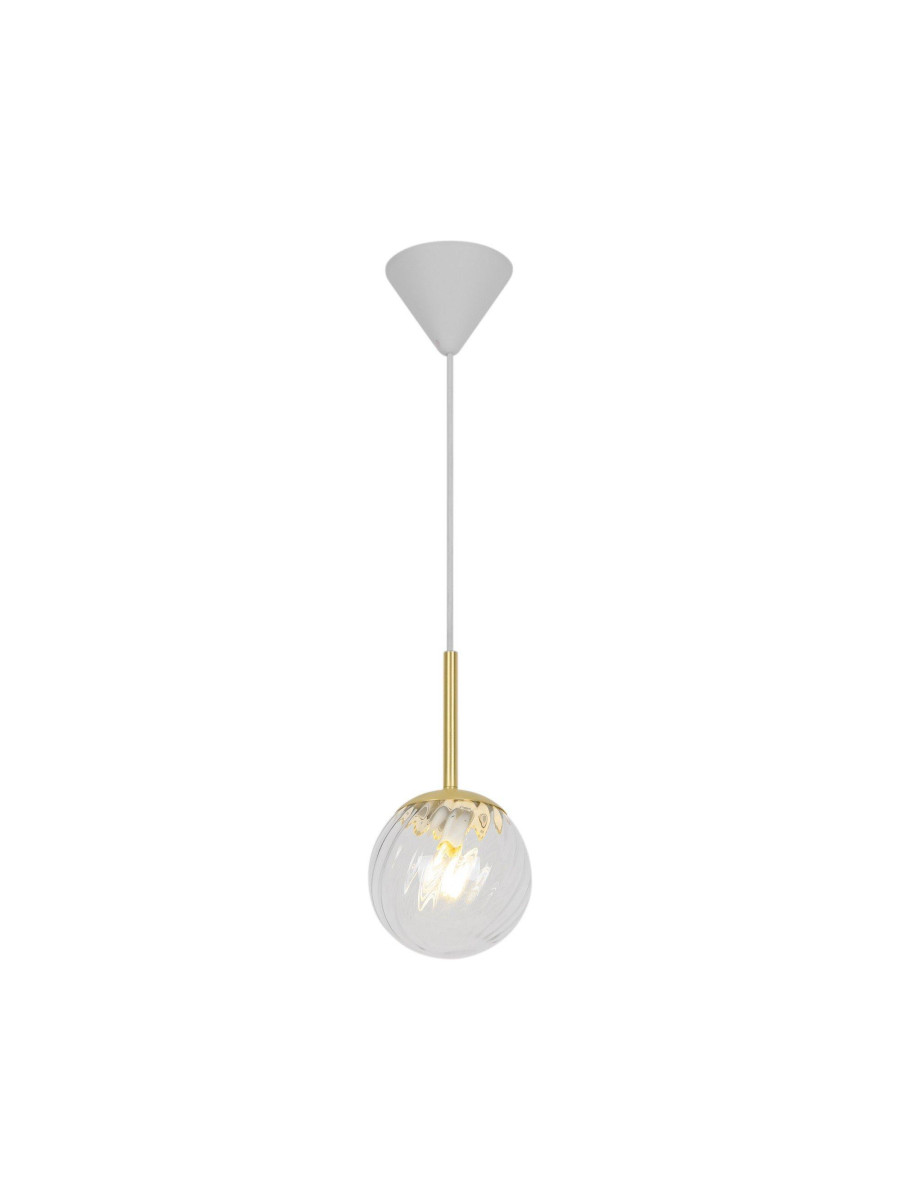 Lampa wisząca Chisell 15 - szklana wirowa kula Art Deco mosiężne dodatki