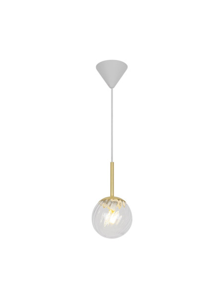 Lampa wisząca Chisell 15 - szklana wirowa kula Art Deco mosiężne dodatki Lampa wisząca Chisell 15 - szklana wirowa kula Art Deco mosiężne dodatki