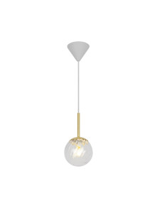Lampa wisząca Chisell 15 - szklana wirowa kula Art Deco mosiężne dodatki