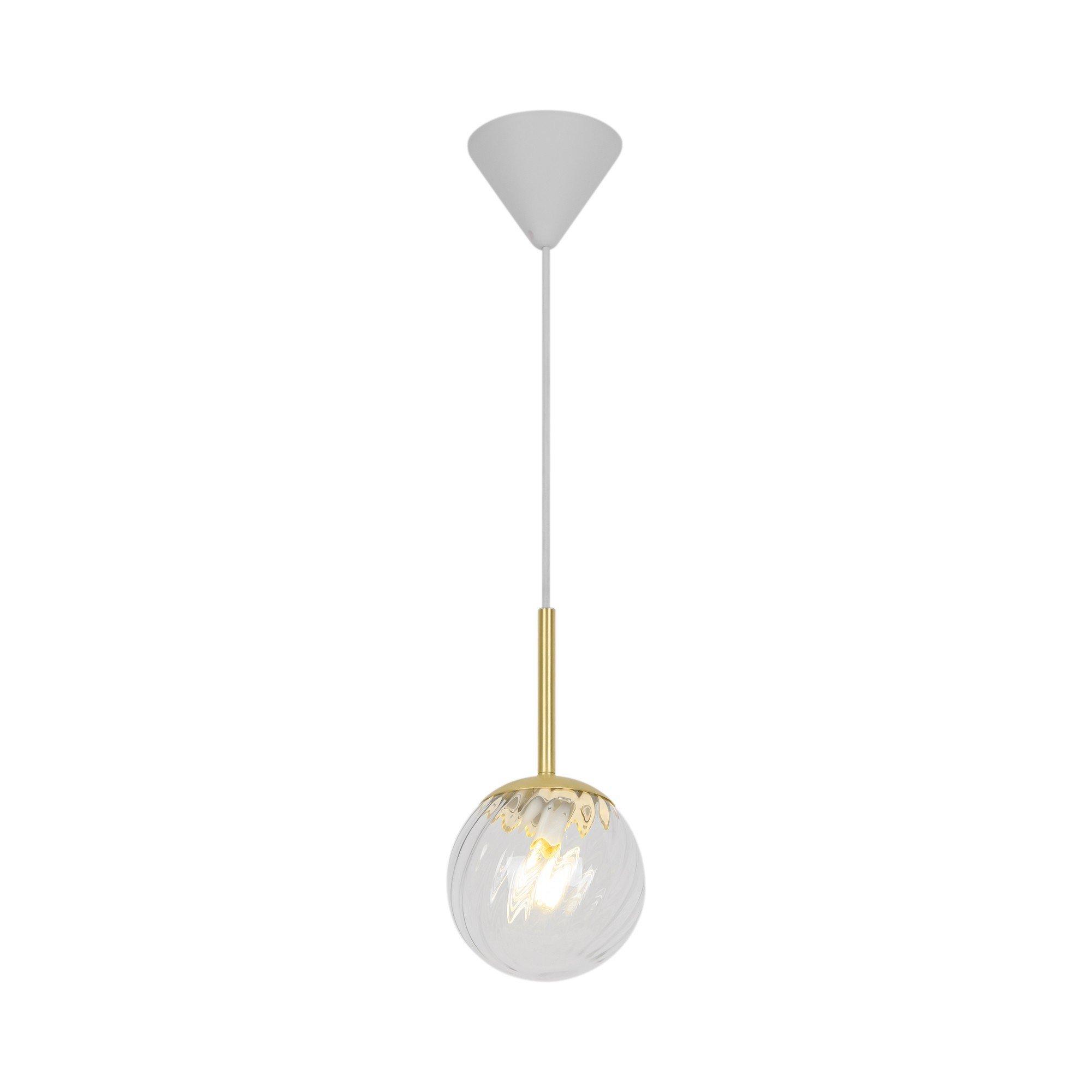 Lampa wisząca Chisell 15 - szklana wirowa kula Art Deco mosiężne dodatki