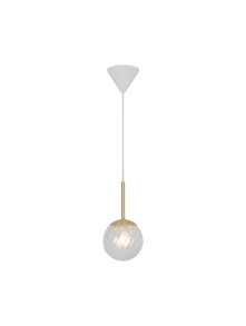 Lampa wisząca Chisell 15 - szklana wirowa kula Art Deco mosiężne dodatki Lampa wisząca Chisell 15 - szklana wirowa kula Art Deco mosiężne dodatki