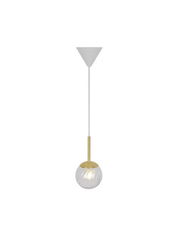 Lampa wisząca Chisell 15 - szklana wirowa kula Art Deco mosiężne dodatki