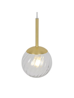 Lampa wisząca Chisell 15 - szklana wirowa kula Art Deco mosiężne dodatki