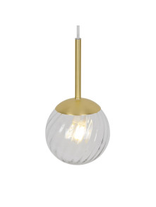 Lampa wisząca Chisell 15 - szklana wirowa kula Art Deco mosiężne dodatki Lampa wisząca Chisell 15 - szklana wirowa kula Art Deco mosiężne dodatki