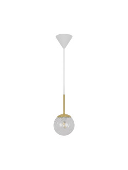 Lampa wisząca Chisell 15 - szklana wirowa kula Art Deco mosiężne dodatki