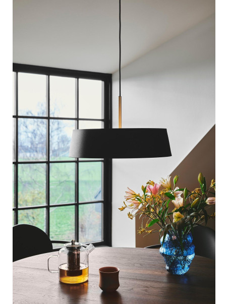 Elegancki żyrandol z abażurem Clasi 45 cm czarny z złotymi dodatkami - Nordlux