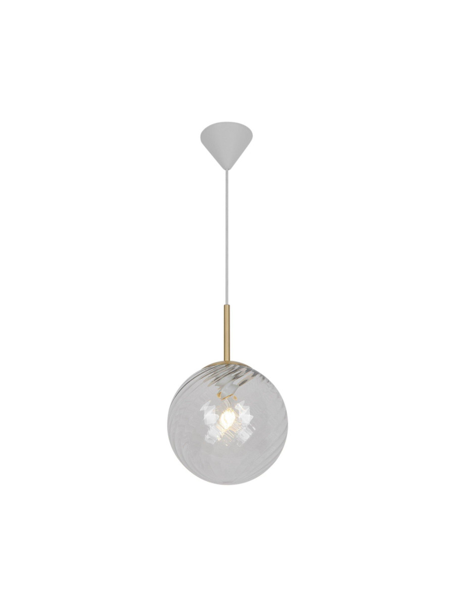 Lampa wisząca Chisell 25- szklana wirowa kula Art Deco mosiężny dodatek