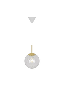 Lampa wisząca Chisell 25- szklana wirowa kula Art Deco mosiężny dodatek