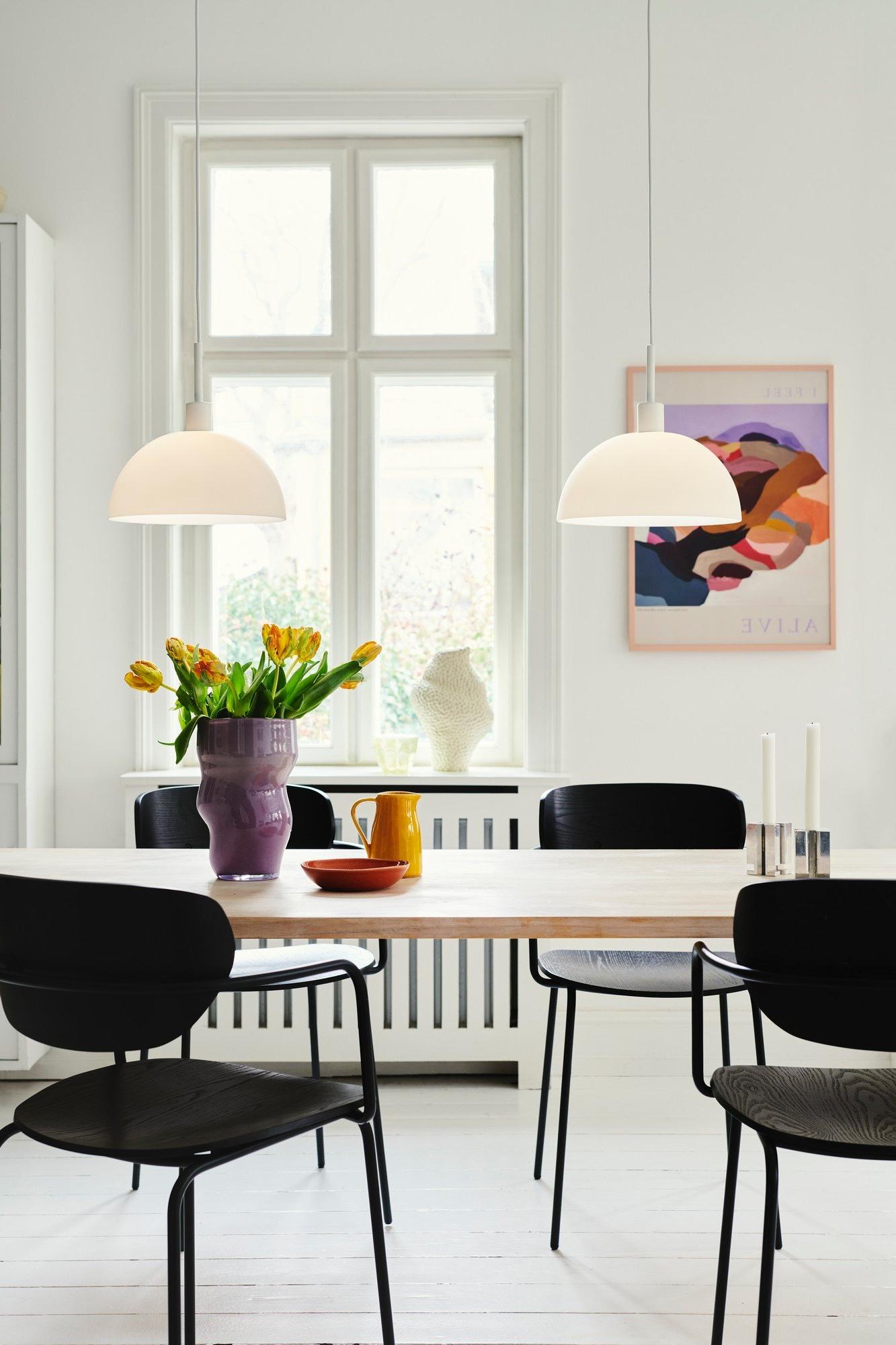 Lampa wisząca do jadalni nad stół Ellen 30 biała półokrągła szklana kopuła - Nordlux