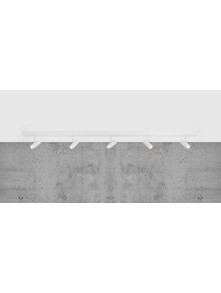Regulowany biały spot sufitowy Omari 5 reflektorków LED na metalowej belce sufitowej - listwie, sciemniacz Regulowany biały spot sufitowy Omari 5 reflektorków LED na metalowej belce sufitowej - listwie, sciemniacz