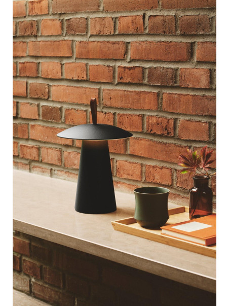 Przenośna czarna lampa stołowa Ara To-Go zewnętrzna, grzybek - ładowany USB LED 3000K IP54