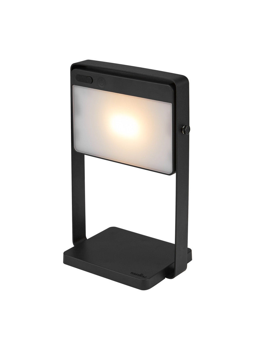 Czarna lampka na balkon Saulio LED - solarny halogen z ładowarką USB, IP44