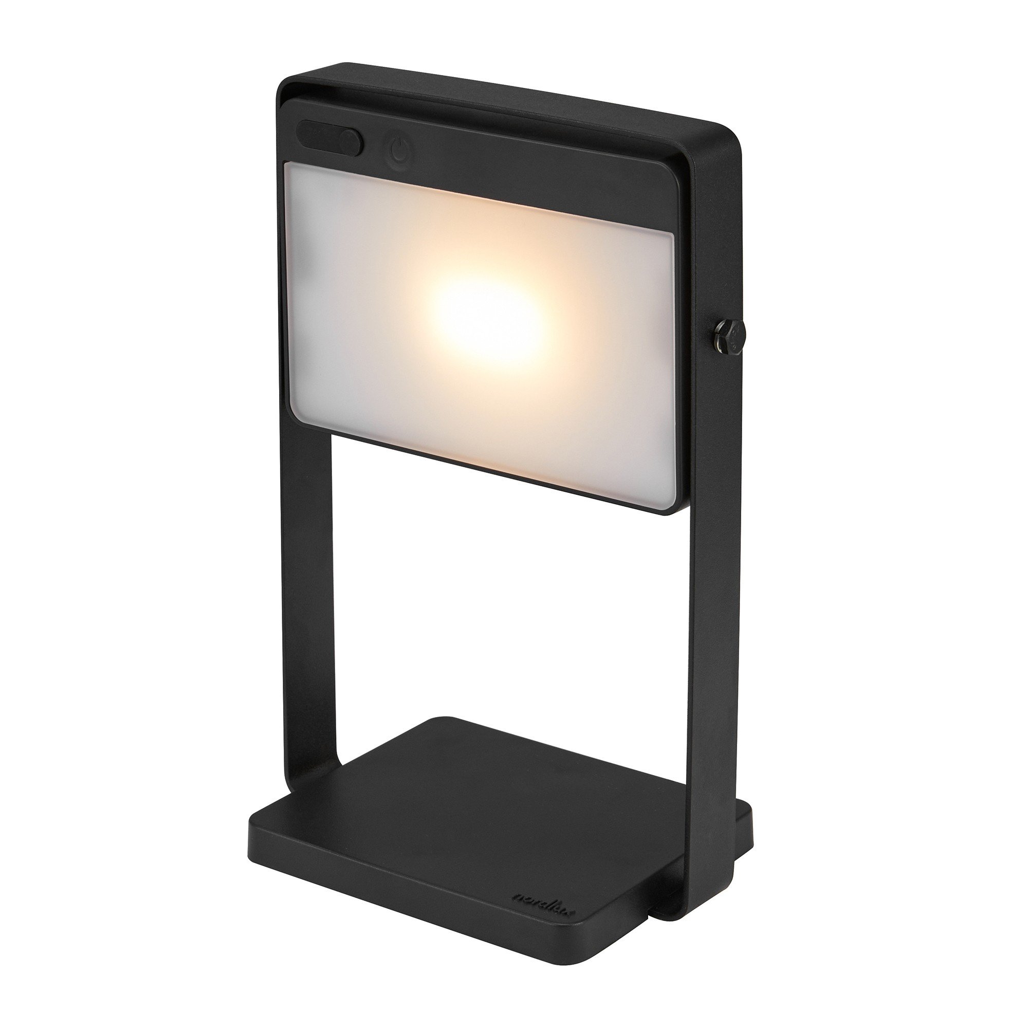 Czarna lampka na balkon Saulio LED - solarny halogen z ładowarką USB, IP44