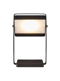 Czarna lampka na balkon Saulio LED - solarny halogen z ładowarką USB, IP44 