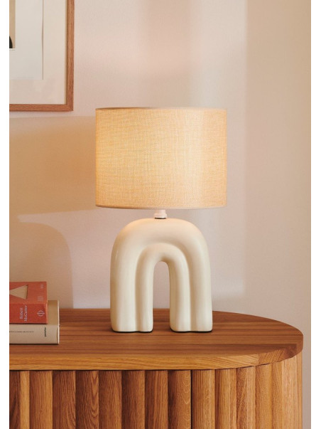 Elegancka stylowa lampa stołowa Haze ceramiczna z jasnym abażurem - Nordlux Elegancka stylowa lampa stołowa Haze ceramiczna z jasnym abażurem - Nordlux